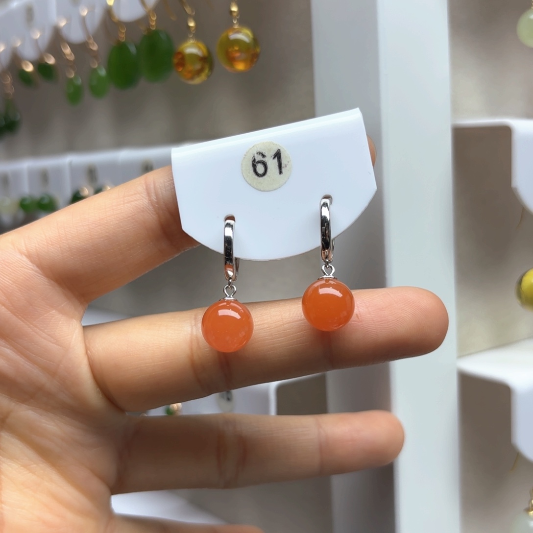 南红玛瑙耳饰银S925镶嵌