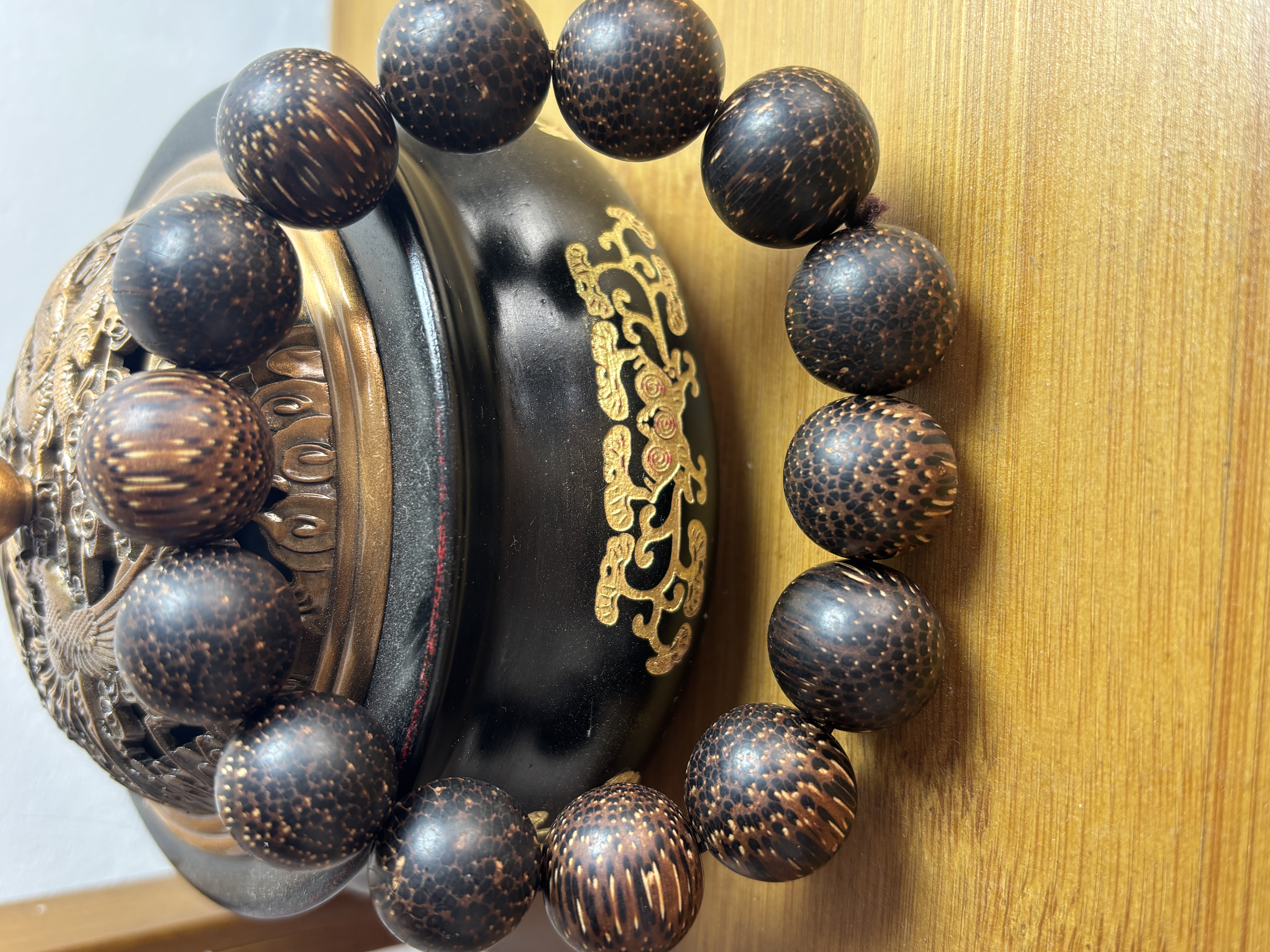 增香沉香木【福顺文玩】cx黑色单圈圆珠手串