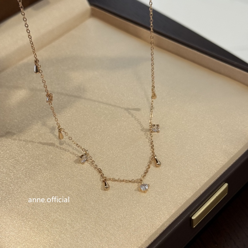 铜合金项链 流星雨千金风镶锆水滴流苏项链【X932】