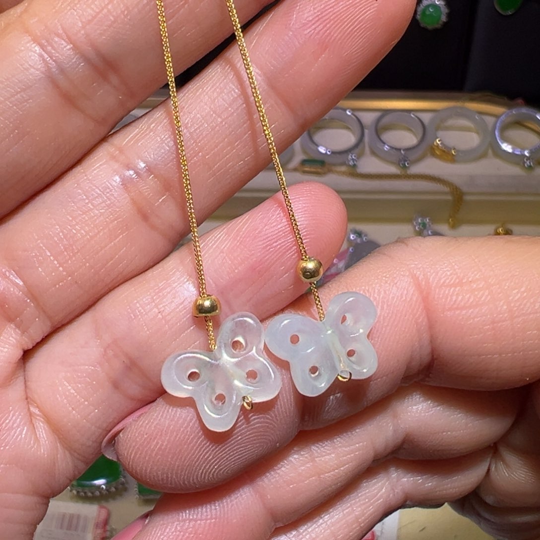 翡翠颈饰18K金镶嵌耳环