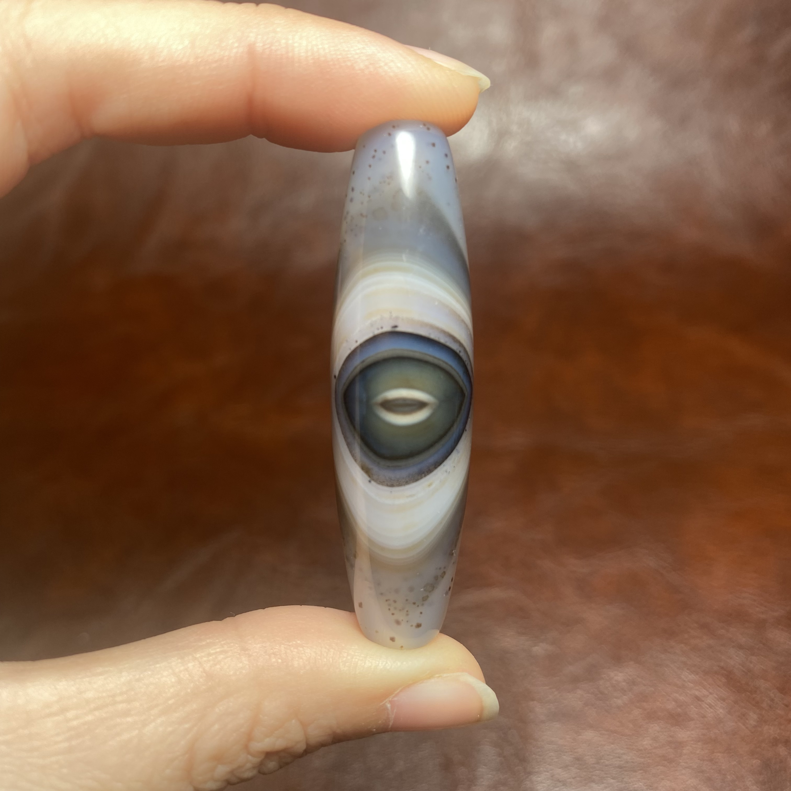 天然缠丝玛瑙吊坠 精品带眼佛眼缠丝玛瑙玉髓珠子 尺寸50.4/13.8