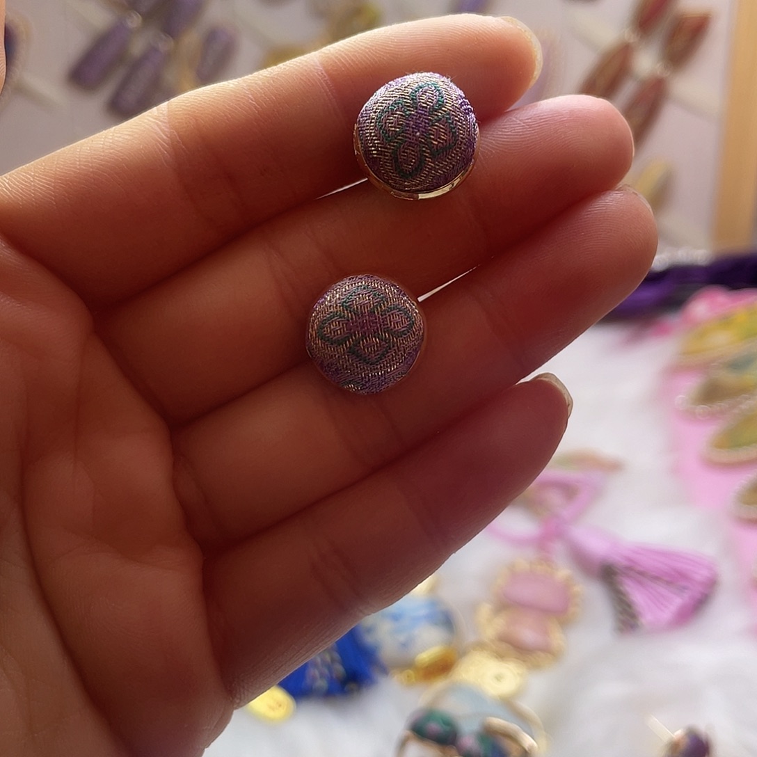 中式风格耳钉宋锦默认微瑕不退不换