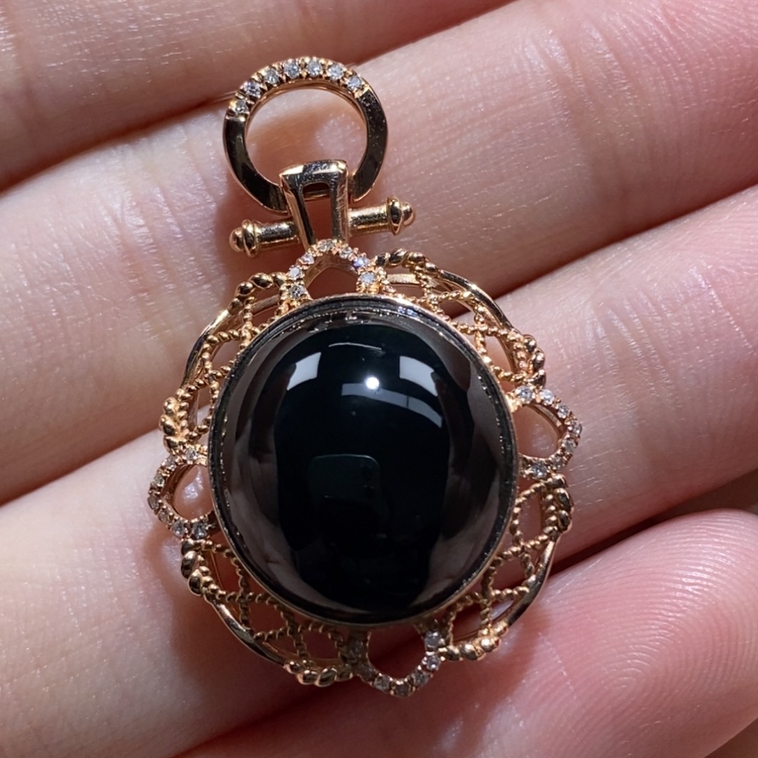 翡翠18K金镶嵌吊坠(不含链)