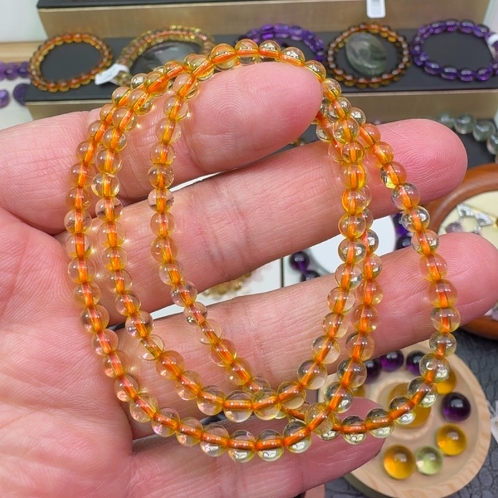 黄晶手串未镶嵌多圈