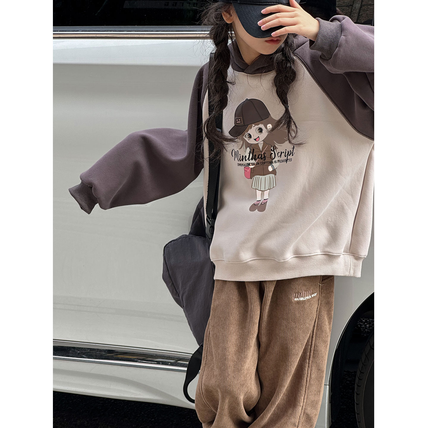 K25336韩国童装女童加绒卫衣2025秋冬装新款儿童洋气加厚上衣时髦