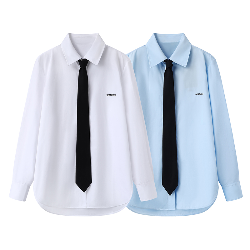 【清风雅韵】2025春季新款时尚百搭设计感纯色宽松长袖衬衫女.