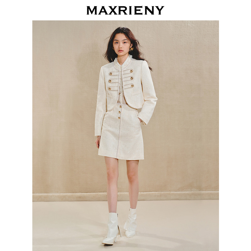 MAXRIENYMAXRIENY【商场同款】女爵外套宫廷复古风粗花千金小香上衣