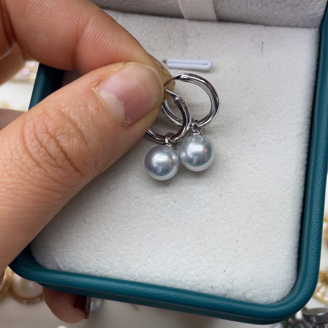 银S925镶嵌海水珍珠耳饰