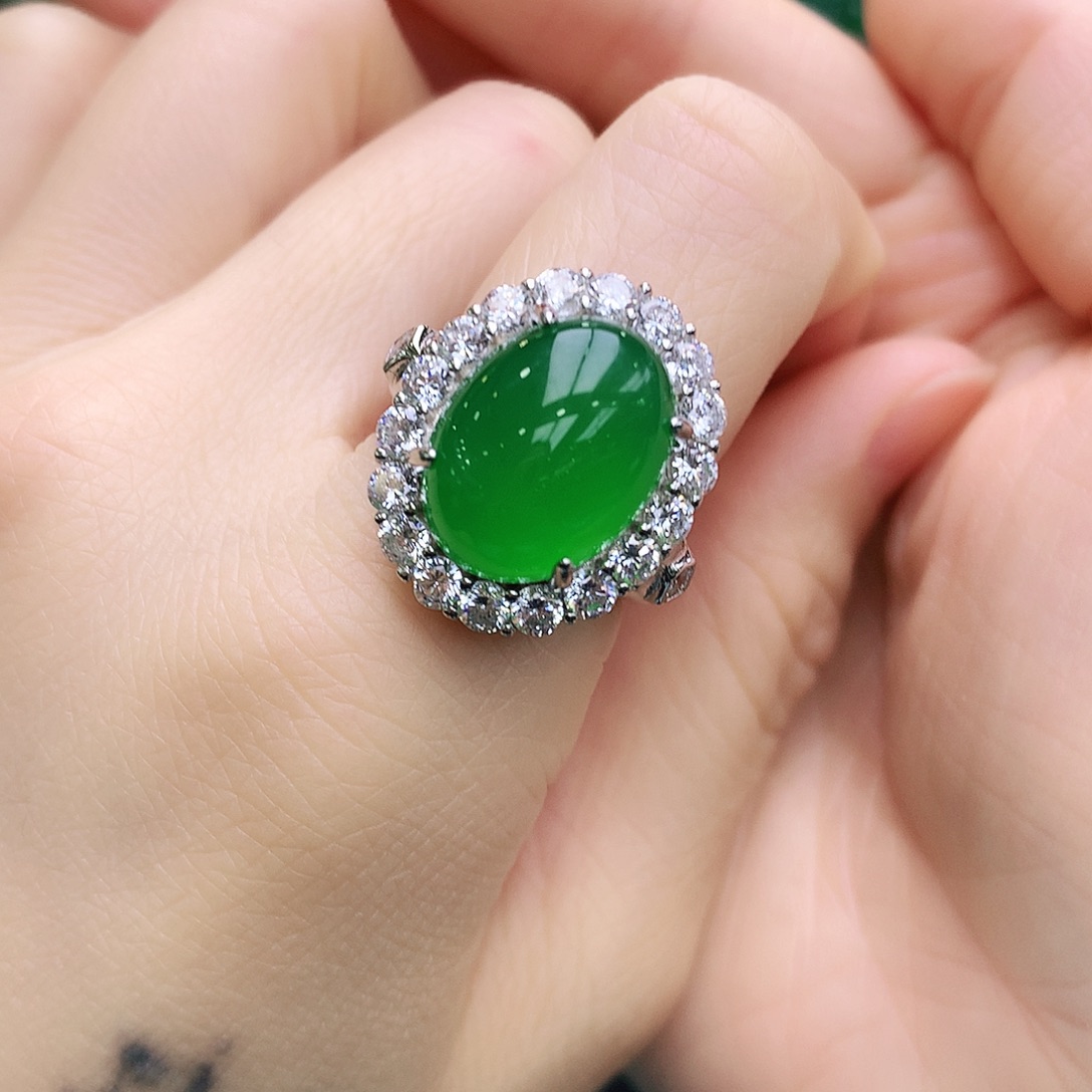 玛瑙/玉髓戒指银S925镶嵌