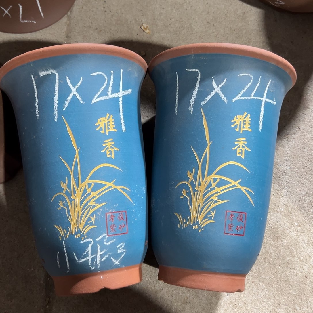 紫砂花盆宜兴紫砂花盆2只