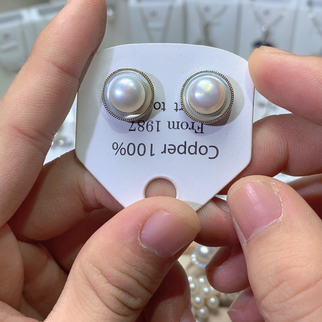 银S925镶嵌耳坠淡水珍珠