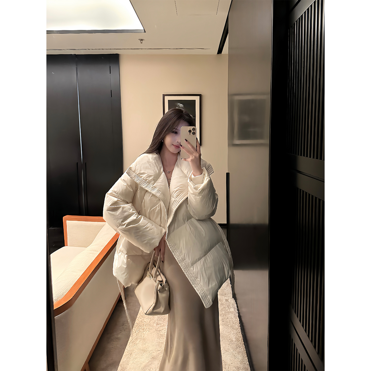 by onion 【雪凇琳】大翻领短款90白鸭绒羽绒服