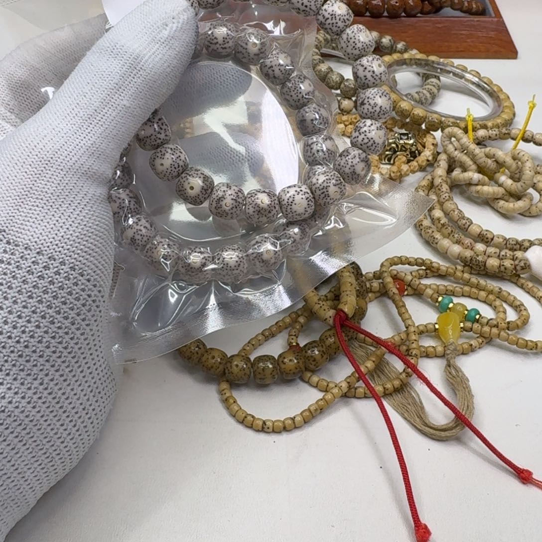 星月菩提手串32灭世瓷白月留白针尖星11左右桶单圈