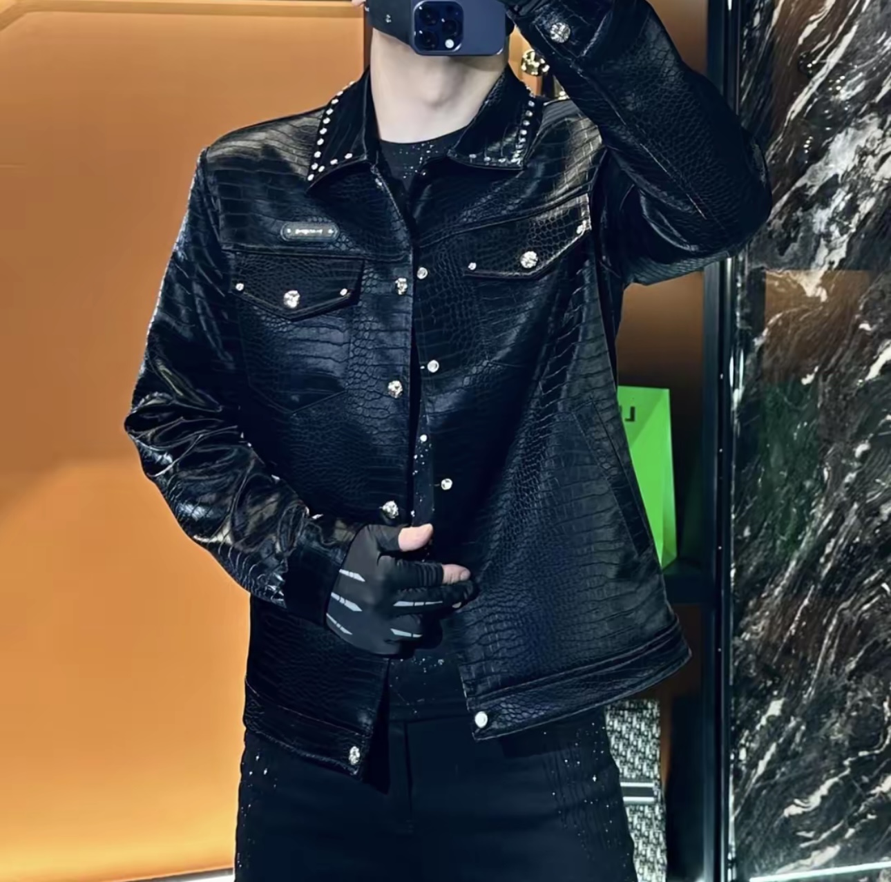 【源创】秋冬上新男装轻奢痞帅潮流时尚百搭个性简约气质显瘦皮衣