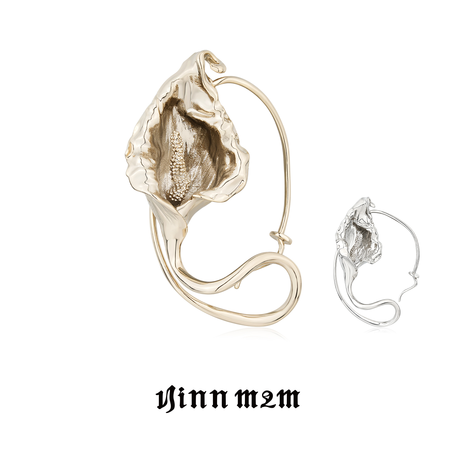 铜合金亚克力耳饰 1JINN M2M 复古花朵设计感耳挂