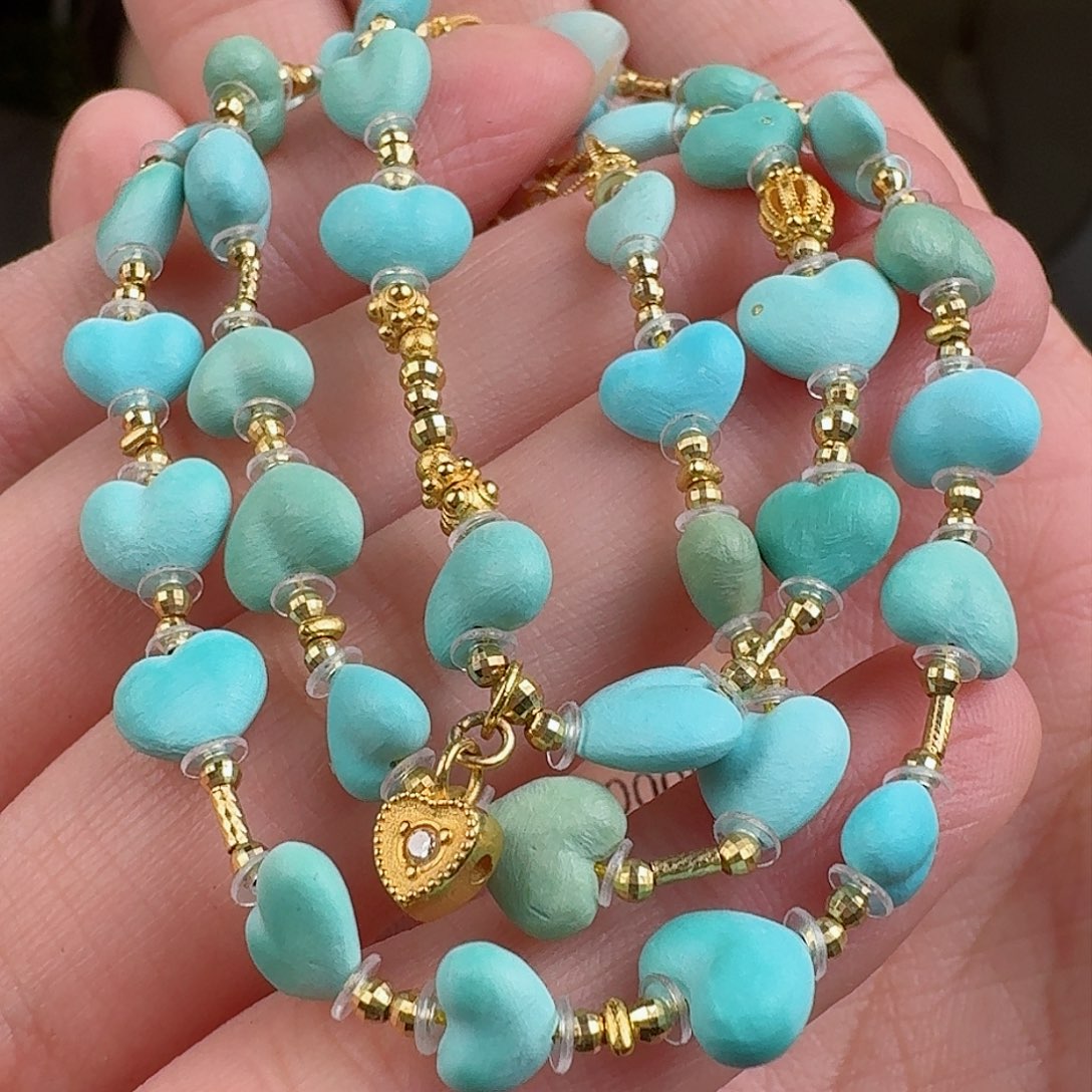 绿松石珠宝奇石18K金镶嵌