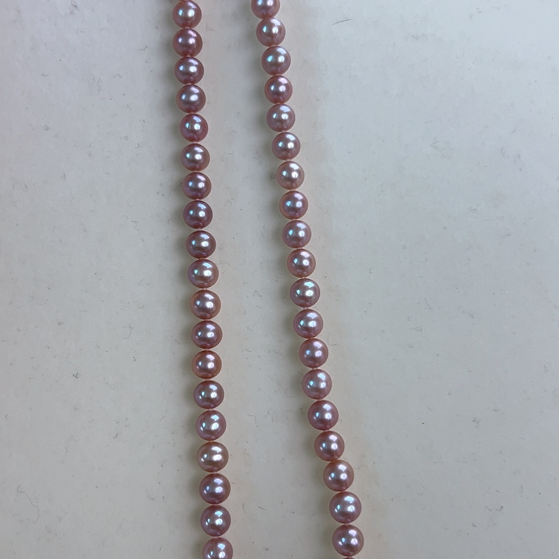 银S925镶嵌淡水珍珠颈饰6-7粉紫色淡水无核珍珠