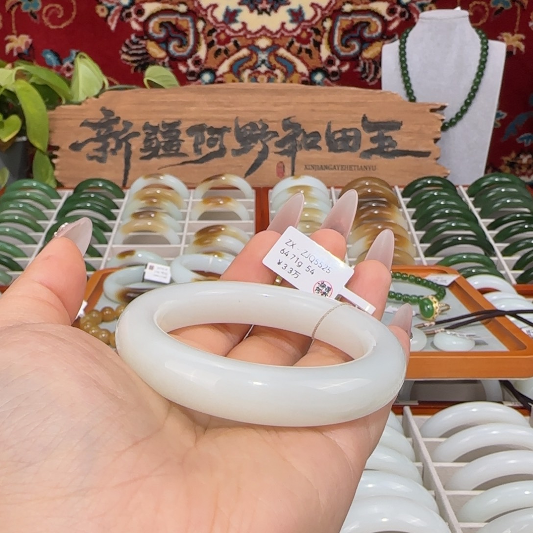 和田玉未镶嵌手镯天然新疆和田玉羊脂白玉手镯泥鳅背条宽12+