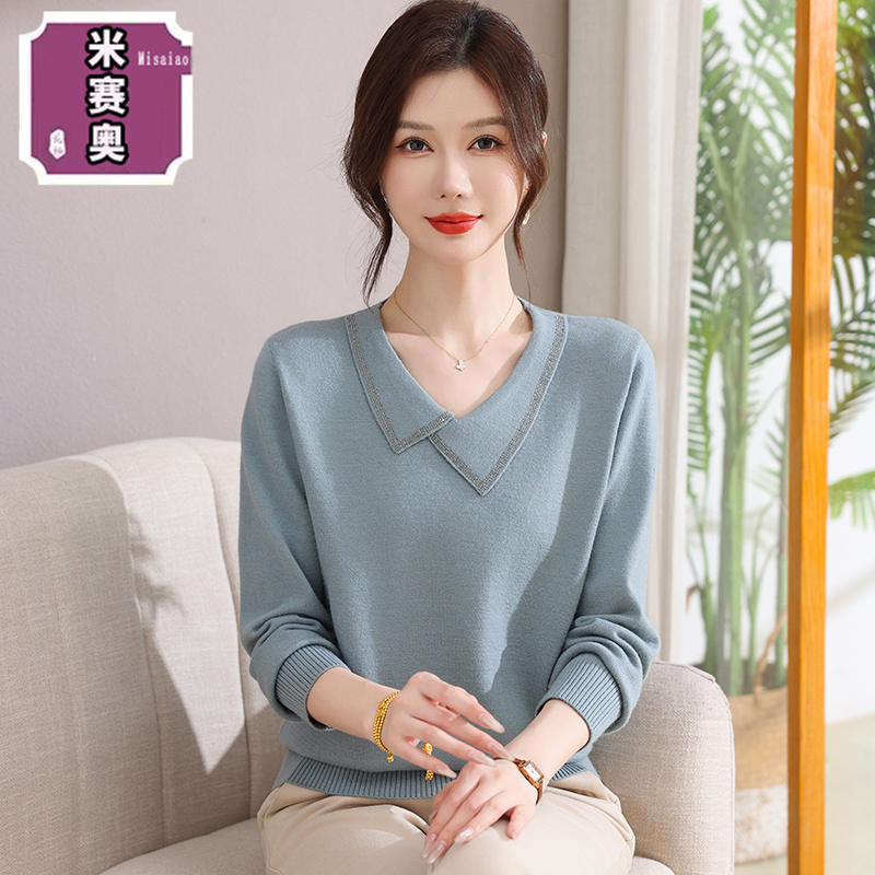 中年妈妈装秋装针织衫长袖洋气打底衫中老年女气质上衣2025年新款