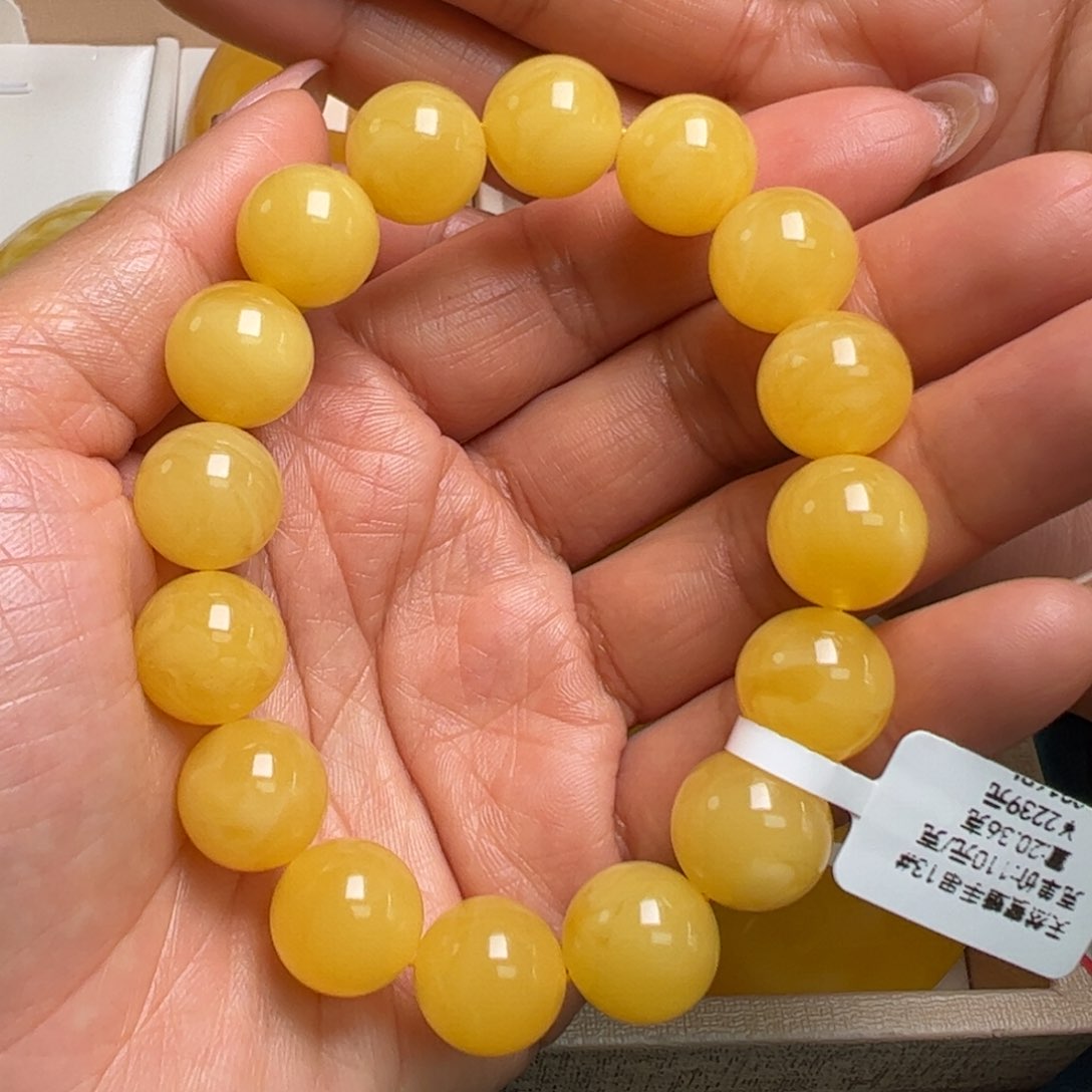 蜜蜡手链未镶嵌无优化无补胶俄料