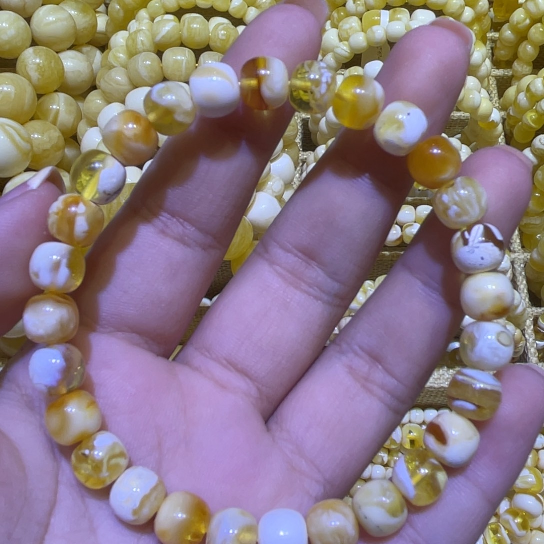 手绳琥珀银S925镶嵌7.8m