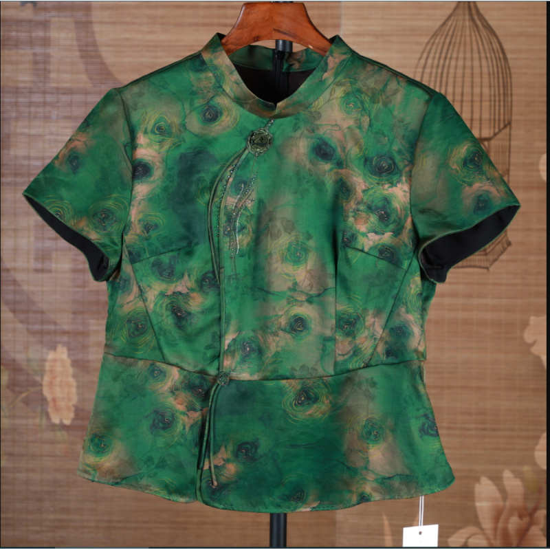 潘一抹微蓝 新中式风 衬衫8795