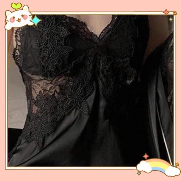 高品质cos装轻奢缎面蕾丝吊带冰丝露背舒适睡裙1050