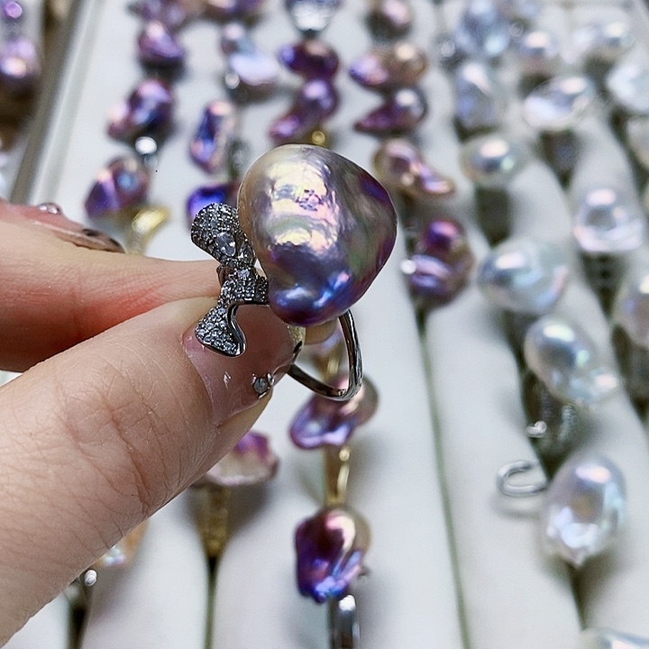 银S925镶嵌耳饰淡水珍珠小*芽