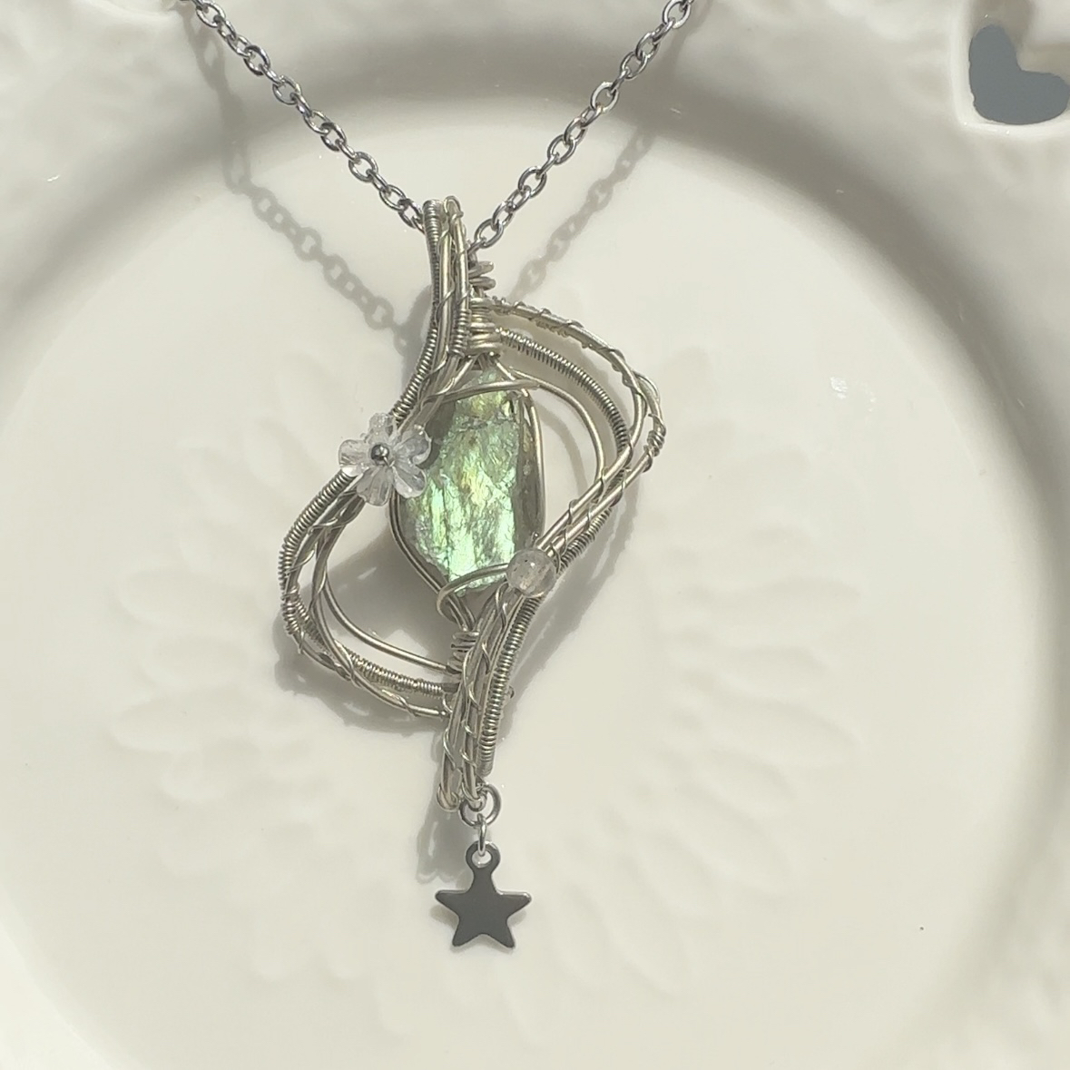 钛钢琉璃项链 手工制作流星小众首饰（原石肌理感不属于质量问题）