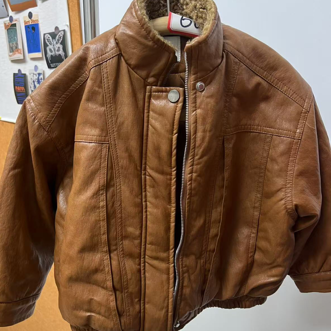 韩版油蜡皮夹克外套