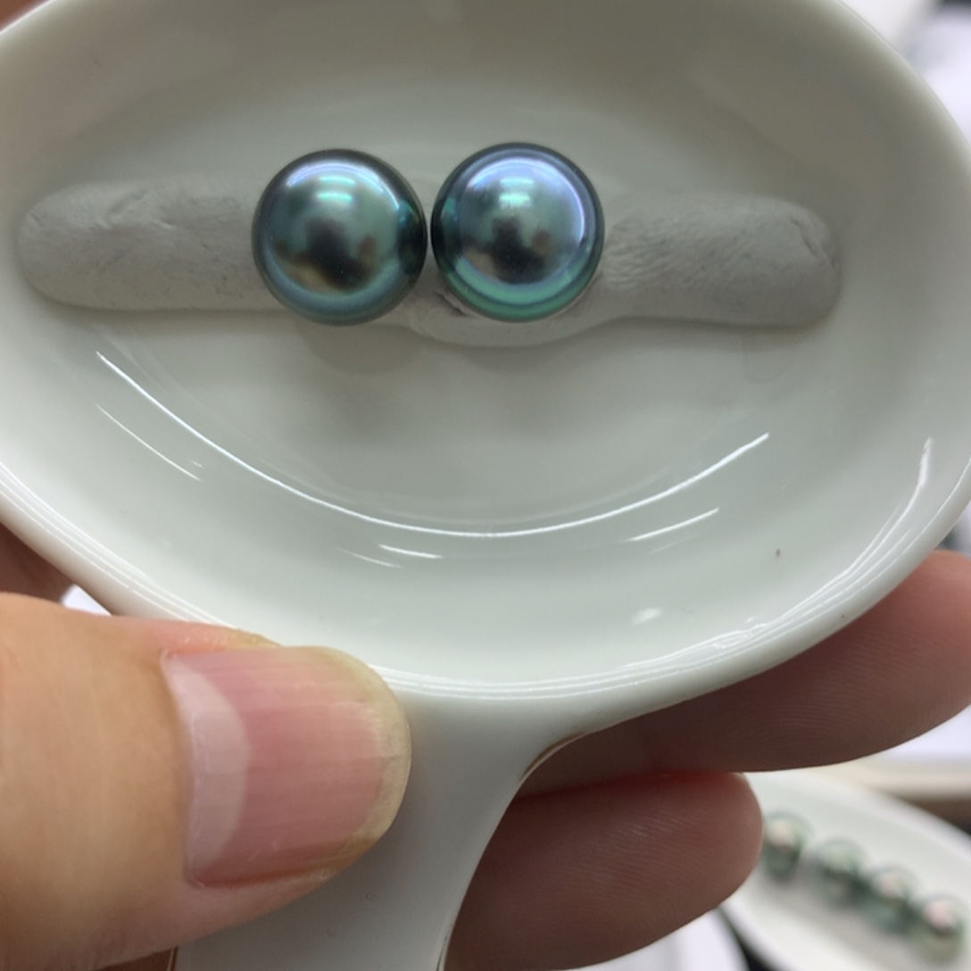 海水珍珠裸珠10.9孔雀蓝炫彩 安安