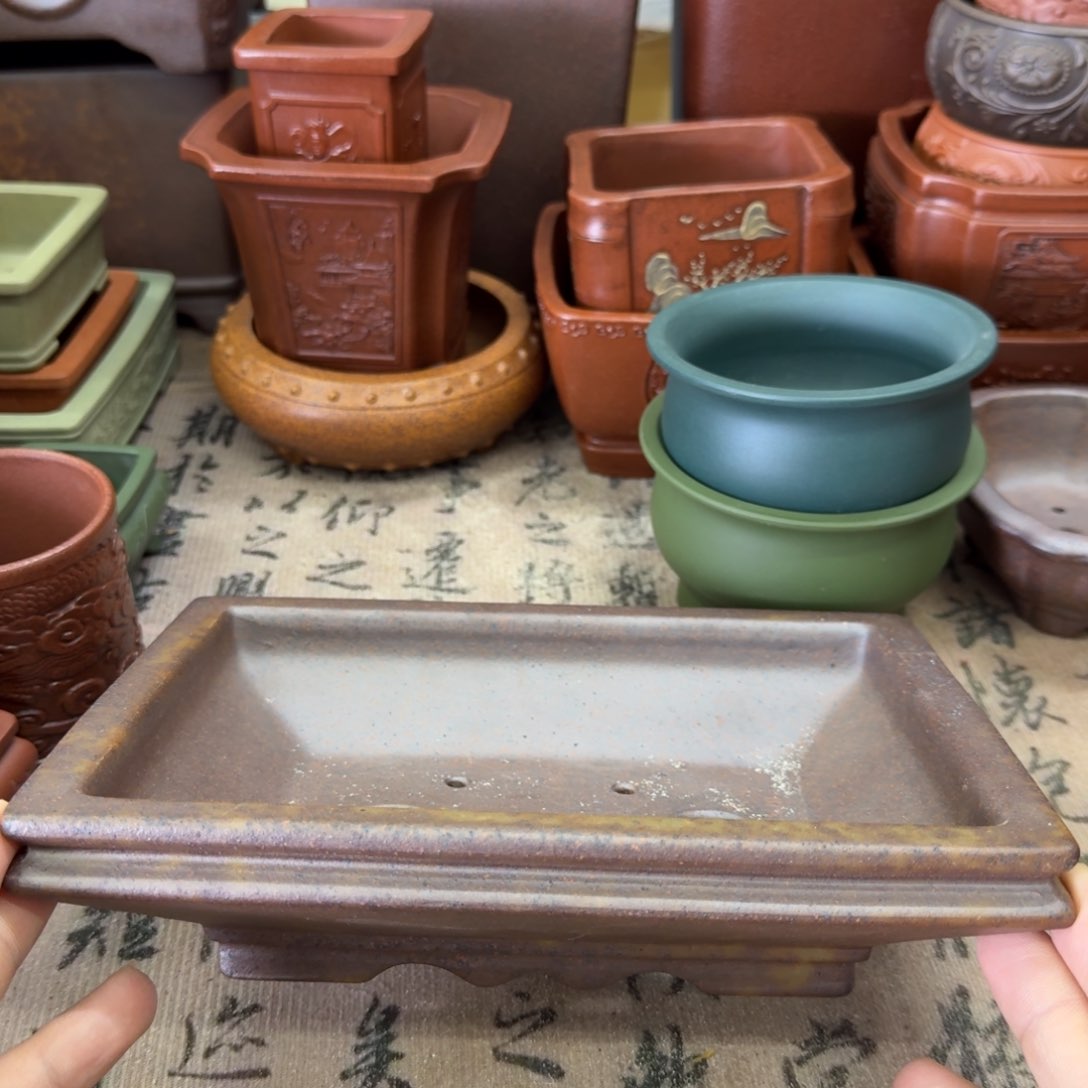 紫砂花盆宜兴紫砂正品19x13.5x3.5