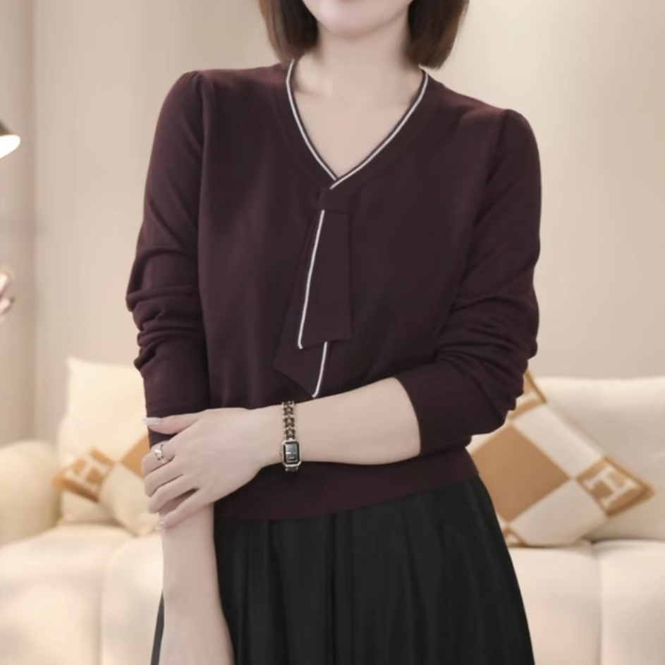 【80-160斤】秋冬新款极简风长袖衫百搭秋季毛针织衫针织V领毛衣888