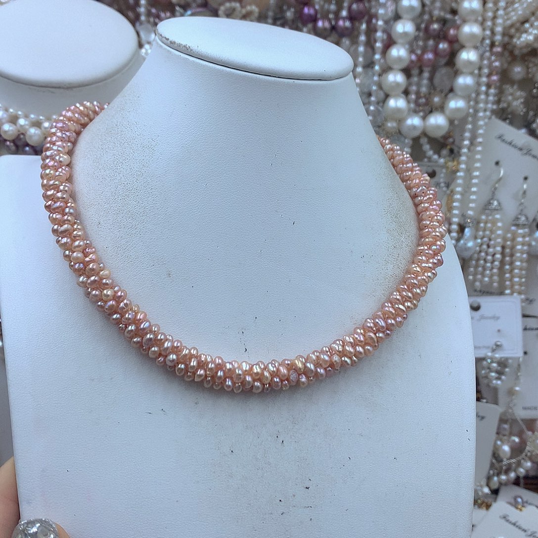 囍***财淡水珍珠耳饰银S925镶嵌