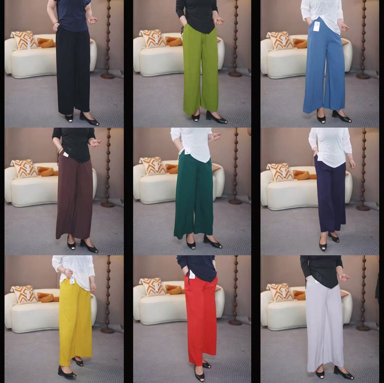 夏季薄款九分直筒裤中老年妈妈裤子宽松大码显瘦休闲窄版阔腿裤女