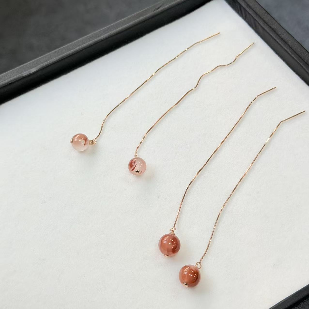 【睿泽赏宝】S925南红冰飘圆珠耳线 多样性发一 8mm KS0060085