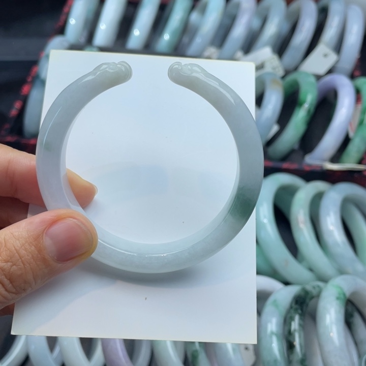 翡翠未镶嵌手镯翡翠手镯猫抓52圈口