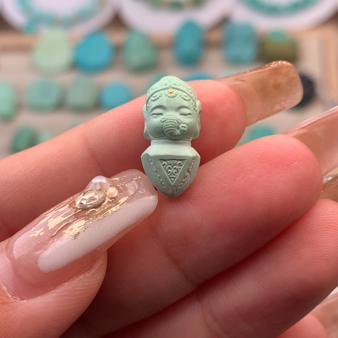 绿松石珠宝奇石未镶嵌菜籽金刚杵