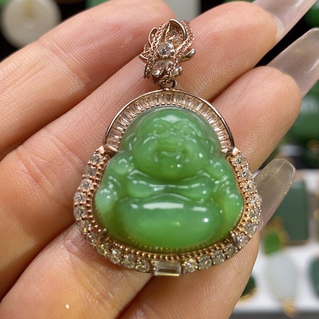 和田玉颈饰银S925镶嵌