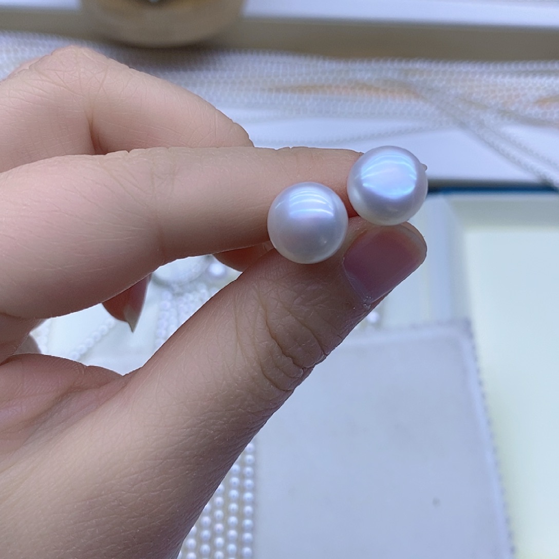 淡水珍珠银S925镶嵌项链大漏11点位馒头