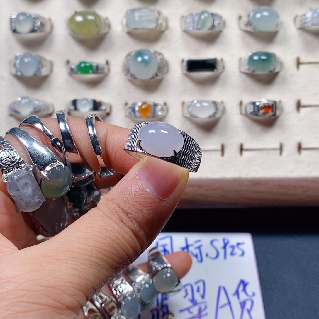 翡翠银S925镶嵌戒指