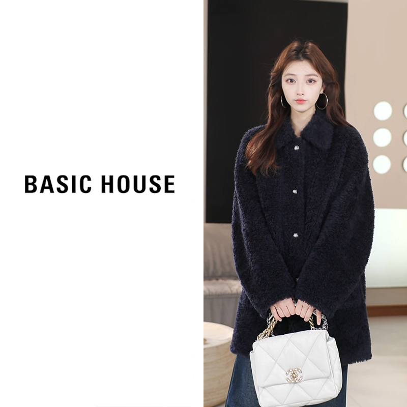Basic House/百家好2025加厚羊羔毛短款外套B1295B5T292（衣长81）