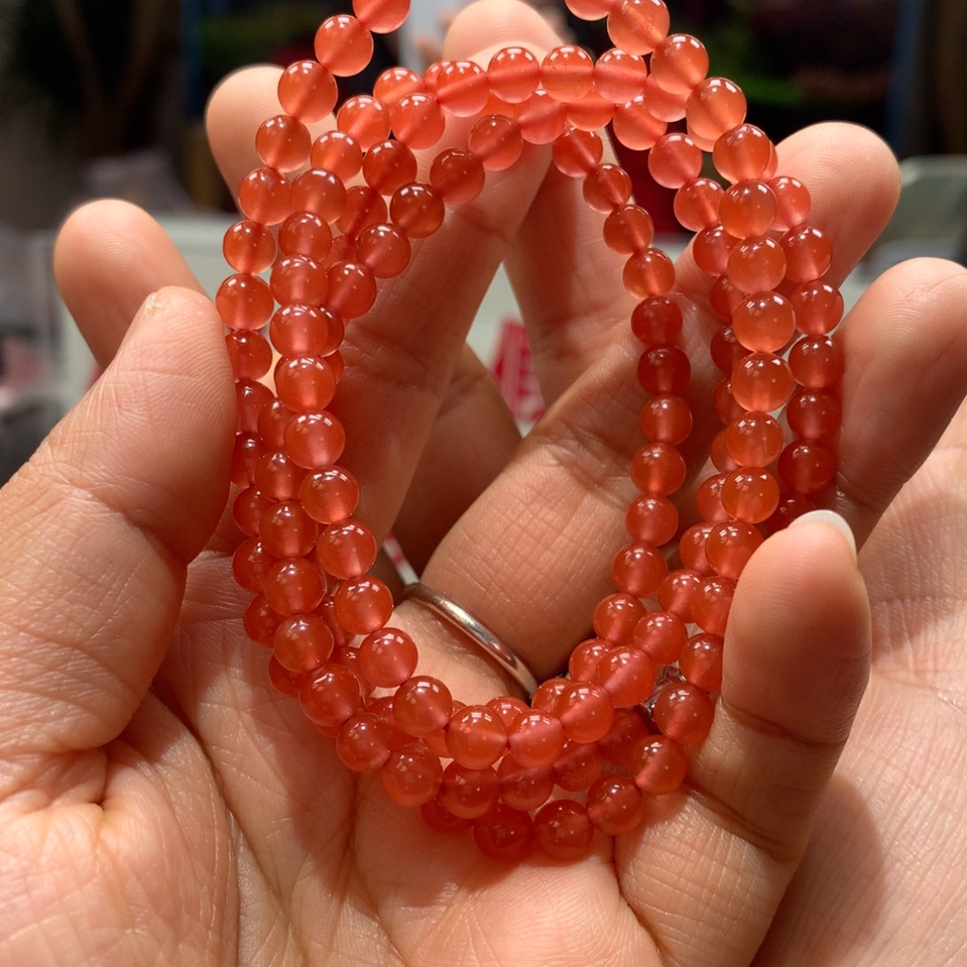 南红玛瑙5mm冰红多圈24126-11未镶嵌