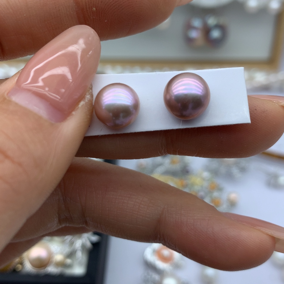 卷***卷淡水珍珠银S925镶嵌耳饰