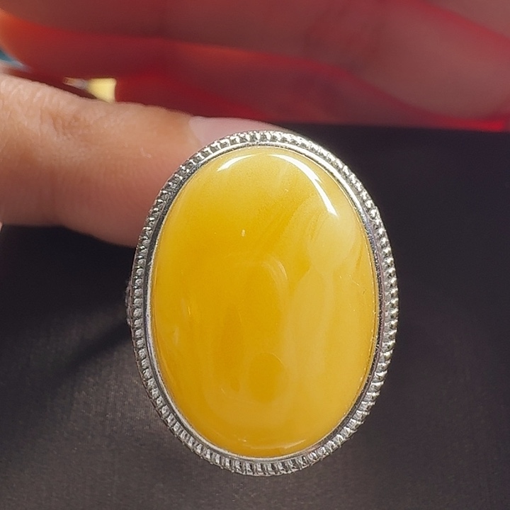 蜜蜡银S925镶嵌戒指戒指