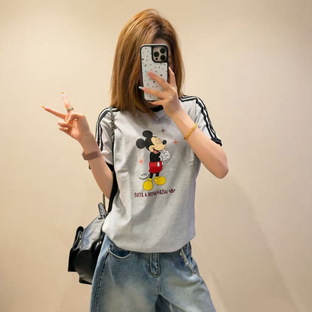 ADIDASDISNEY迪士尼联名款2026纯棉休闲情侣运动短袖T恤KT7775