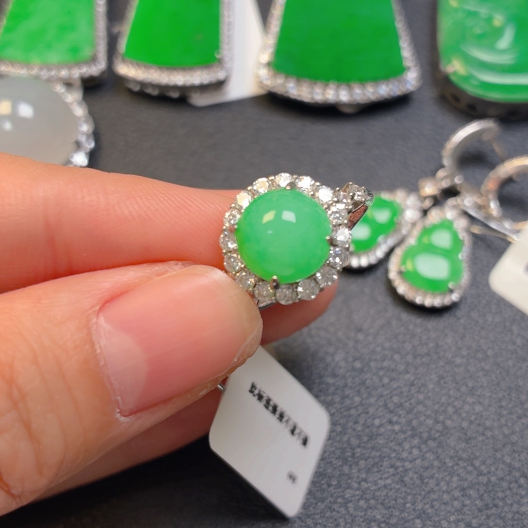 翡翠银S925镶嵌吊坠(不含链)戒指