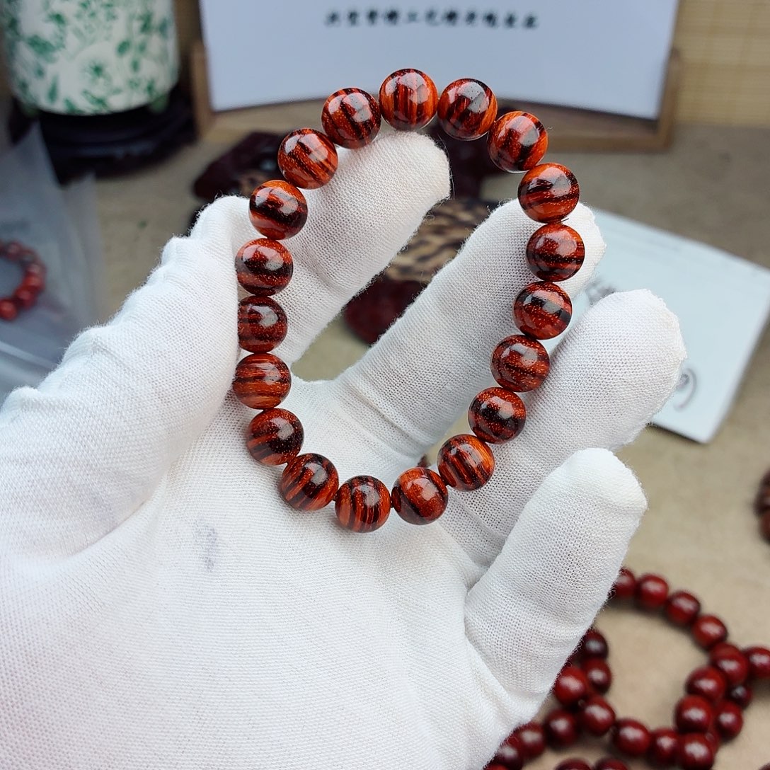 手串/手链小叶紫檀10横纹虎皮原汁原味