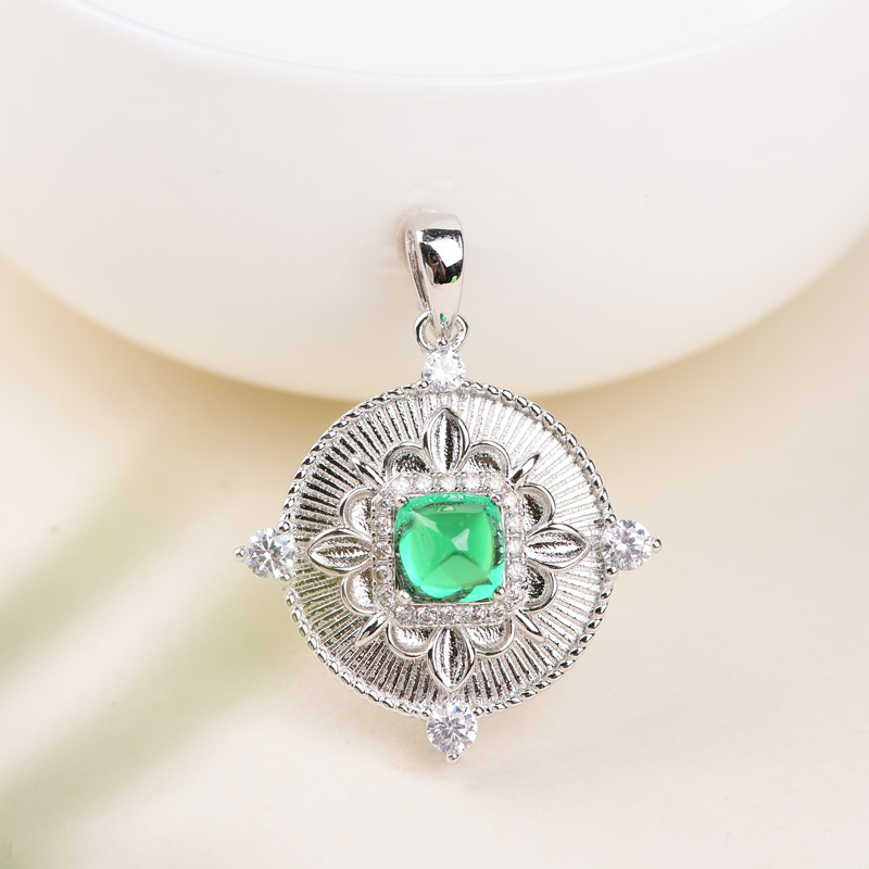925哥伦比亚绿宝吊坠经典款P0004