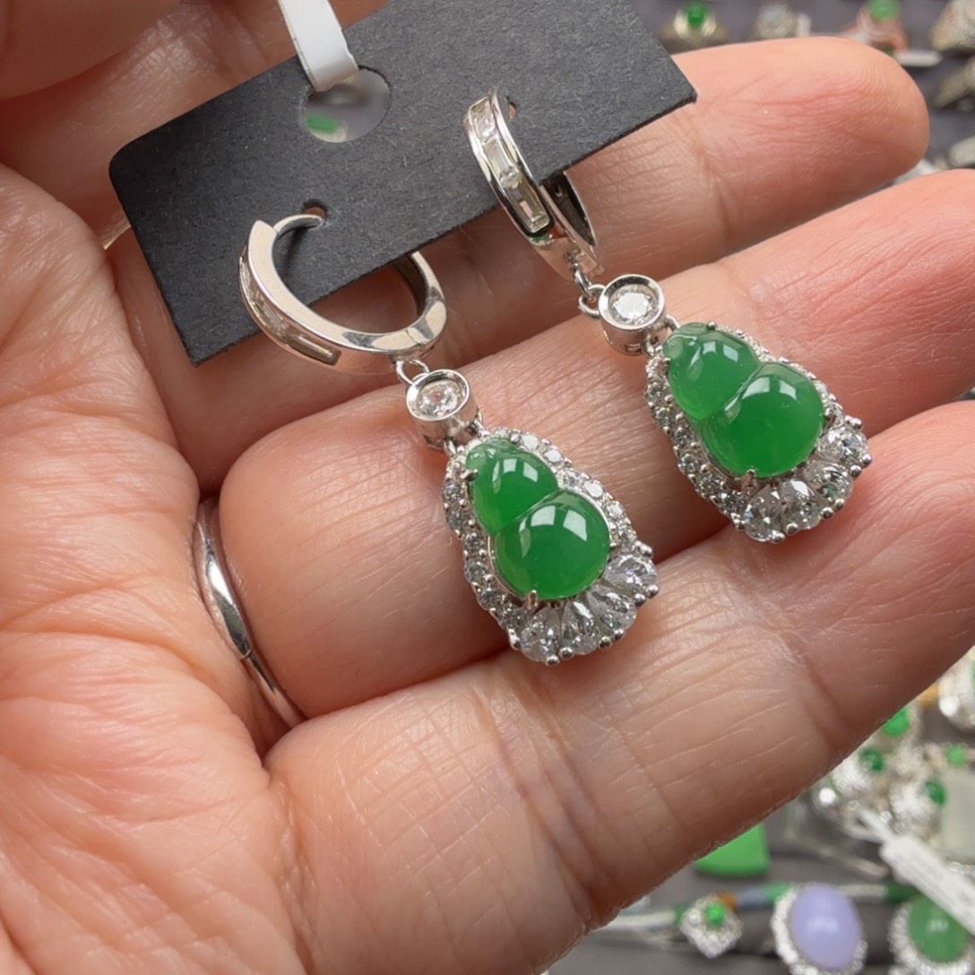 翡翠银S925镶嵌戒指8136